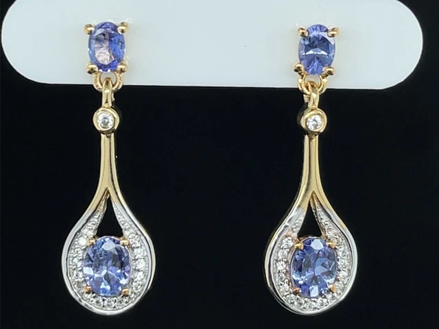 SCHMUCKJAGD OHRSTECKER 925/- SILBER VERGOLDET MIT TANSANIT & WEIßTOPAS