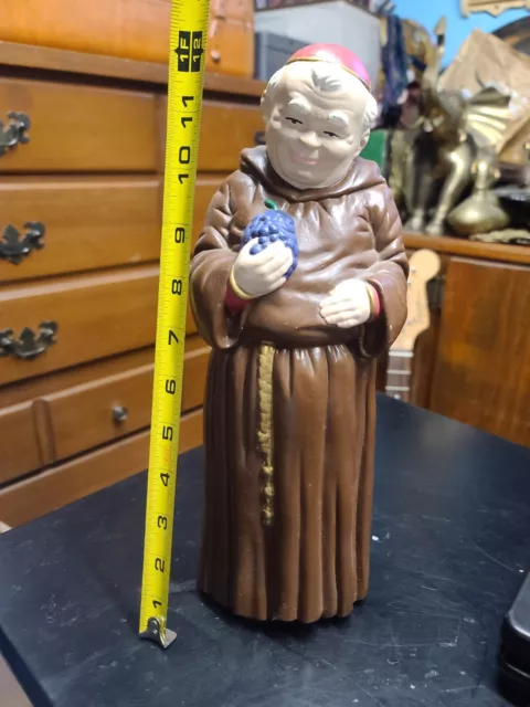 ** Hand made,hand painted,  Monk Friar 1970s Vintage ceramic statue  12 1/2"