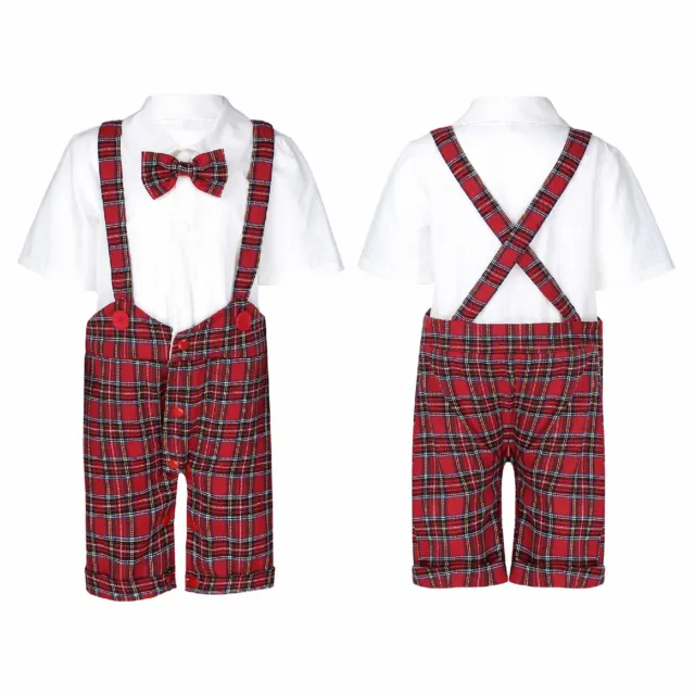 Baby Boys Gentleman Outfit Fake Two-piece Suspender Style Christening Bodysuit