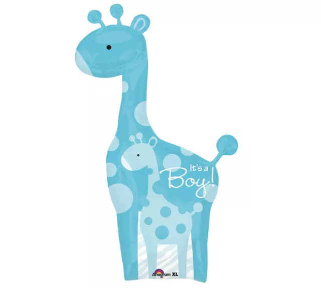 It's A Boy Baby Parent Giraffe Large 42" Foil Balloon Blue Baby Shower Party