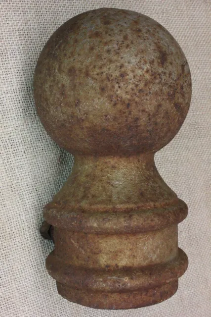 Old Finial Post Top Lamp 3 7/8” Cast Iron Cannon Ball Flag Pole For 2 7/16" Pipe