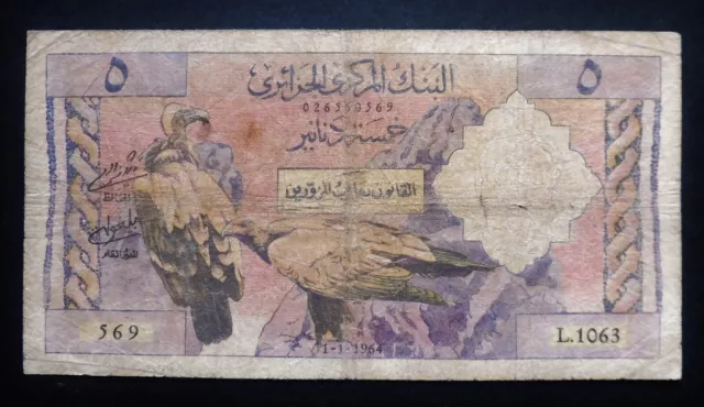 Algérie - 5 Dinars - 1er janvier 1964