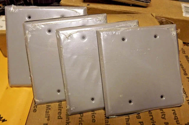 Lot of  four (4) Hubbell Bell Outdoor 5175-0 Grey Blank Weatherproof  Cover