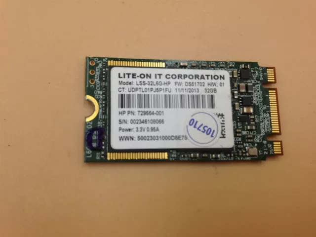 32GB M.2 SATA SSD Lite-On LSS-32L6G-HP Disque Dur 729664-001, Occasion