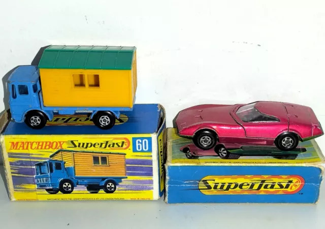 2 x Matchbox Superfast No 60 & 52 in Box Office Site Truck & Dodge Charger