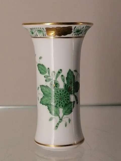 Herend Apponyi Vert Grün Vase Porzellan 7036/AV Handarbeit H. 8,2cm 1.Wahl