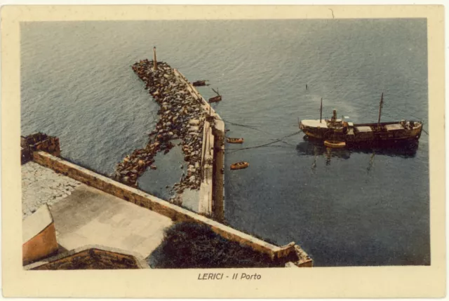 Lerici -La Spezia -Il Porto Con Nave Cartolina D'epoca