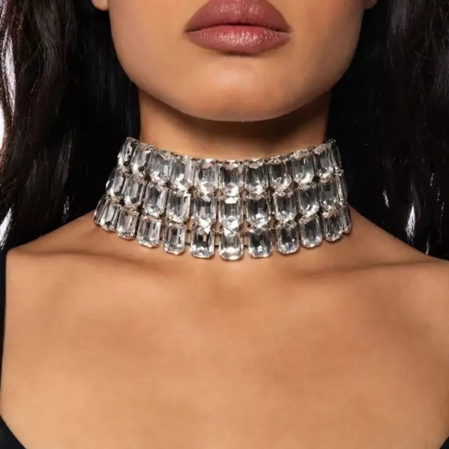 Stonefans Rhinestone Silver Multilayer Choker Necklace Jewelry Gift For Women