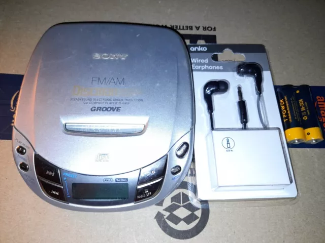 Sony D-F415 Portable Cd Player Discman Cd Walkman New Earphones And Batteries !!