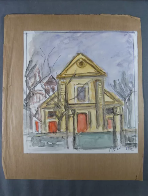 Henri BOULAGE (1882-1967) Aquarelle Originale, technique mixte, Montmartre Paris