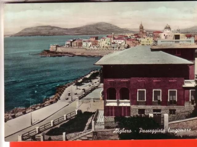 Cartolina  Alghero  Citta'  Acqu  Viaggiata  1957 Passeggiata Lungomare  Regalo