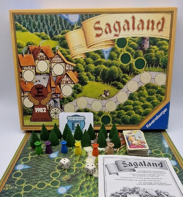 Ravensburger Sagaland Klassische braune Ausgabe 1981 Vollständig Retro - GUT!!