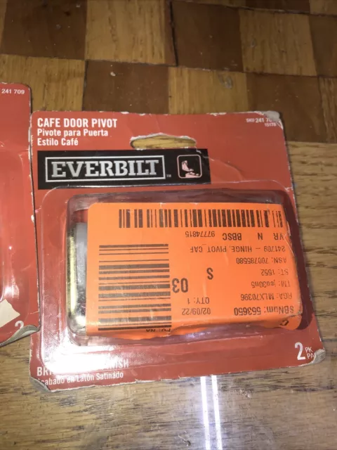 EVERBILT CAFE LOUVERED DOOR PIVOT Brass Finish 3/4-1-1/8" Doors Set 241 709 H8