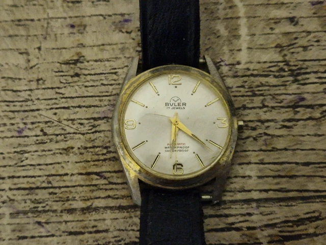 MEN'S VINTAGE 34 mm BULER 17 Jewel Automatic Watch For Spares £19.99 ...