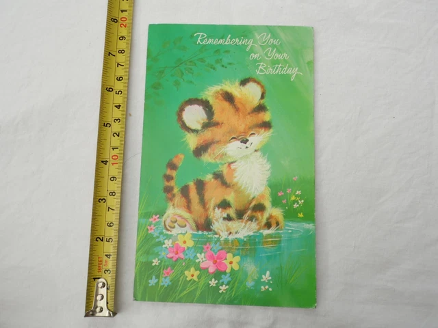 USED vintage 1960s/1970S BIRTHDAY TIGER CUB greeting card scrapbook