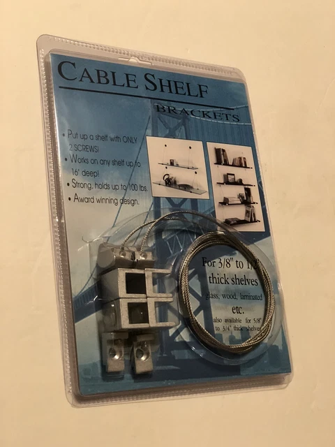 CABLE SHELF BRACKET for 3/8"-1/2" thick shelf & up to 16" deep Design By Landau