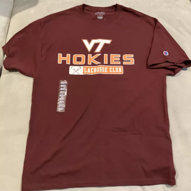 NWOT - Champion - Virginia Tech Hokies - Lacrosse Club - T Shirt - Size Large