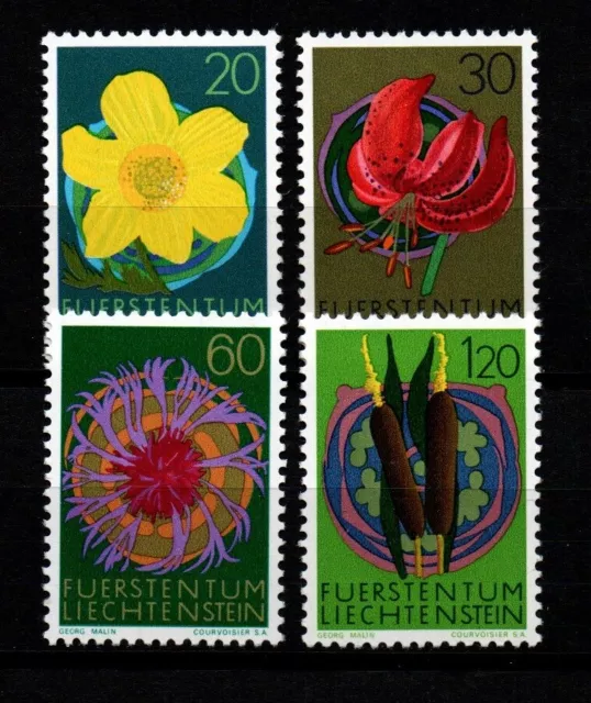 Liechtenstein 1972 Sc# 500-503 Mint MNH Alpine flowers anemone Reed mace stamps