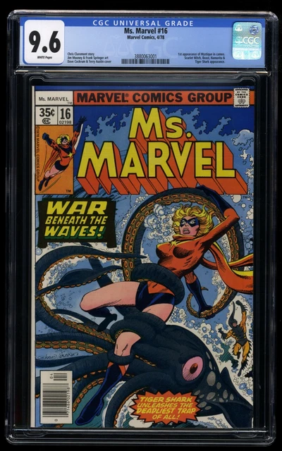 Ms. Marvel #16 CGC NM+ 9.6 White Pages 1st Cameo Appearance Mystique! Marvel