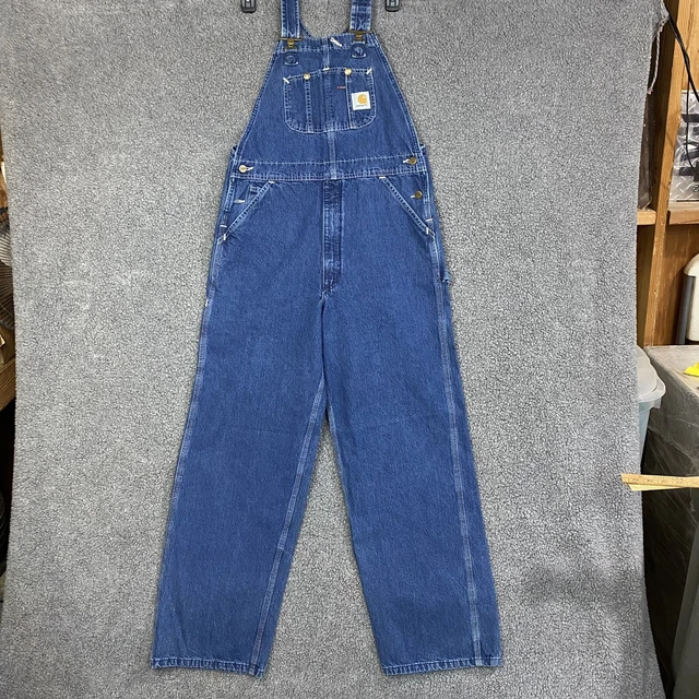 Carhartt Mens 34x32 Bib Overalls Denim Blue