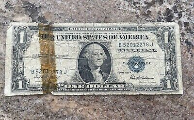 1935 F $1 Silver Certificate United States Note Blue Seal B52012278J Taped