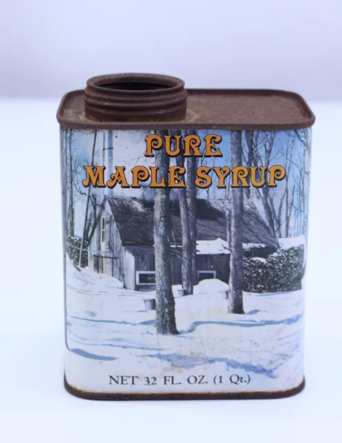 Pure Maple Syrup 32oz VTG Tin Litho Metal Collectible Advertising Kitchen Decor