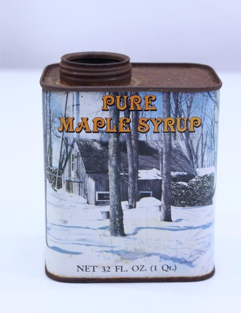 Pure Maple Syrup 32oz VTG Tin Litho Metal Collectible Advertising Kitchen Decor
