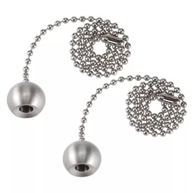 2pcs Brushed Nickel Decorative Ball Pendant with 12 inch Pull Chain for Light