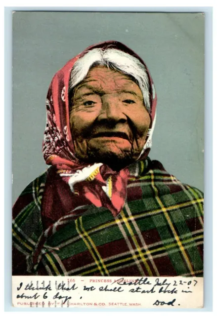 1907 Princess Angeline Daughter Of Chief Seattle Washington WA Indian Postcard