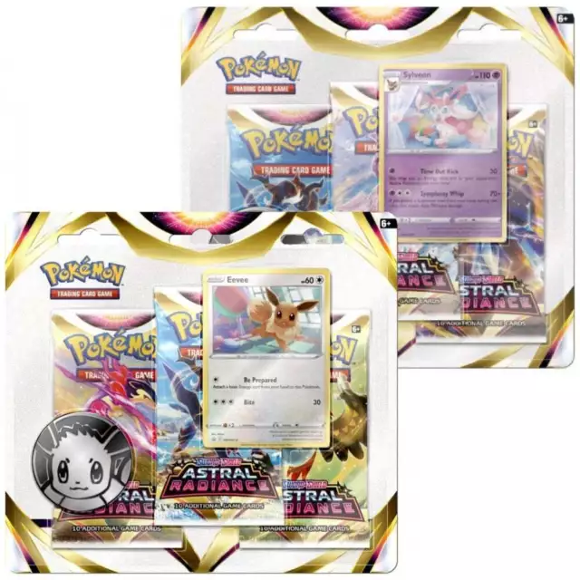 Pokemon Sword & Shield Astral Radiance 3Pack Blister Eevee Sylveon Choose Design