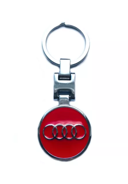 Red Round Audi Keyring Stylish Chrome Key Chain Fob A1 A3 A4 A5 A6 A7 Tdi Tfsi