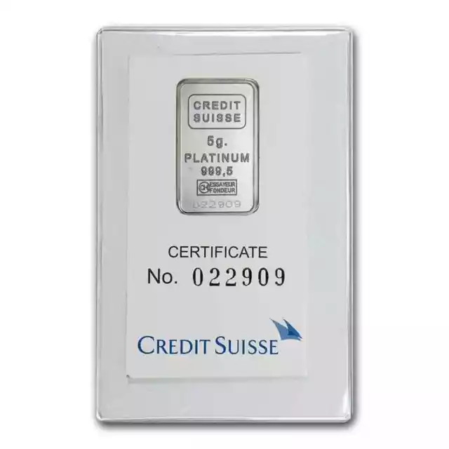 5 gram Platinum Bar - Credit Suisse (In Assay)