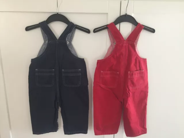 LOT salopettes garçon Baby Gap poppers doublés de rouge bleu réglable 6-12 mois EUC 2