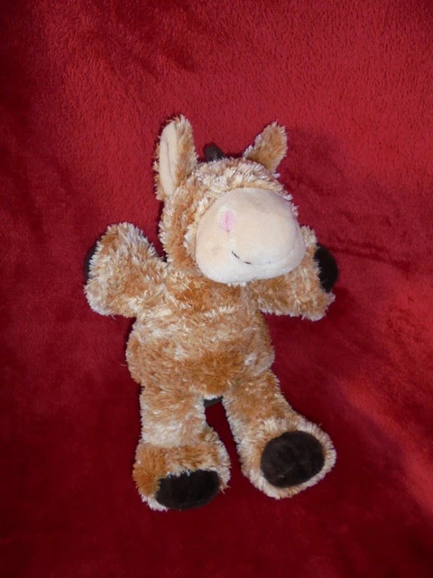 Doudou Peluche Aloha Gemo Cheval Poney Brun Chiné et Marron Neuf