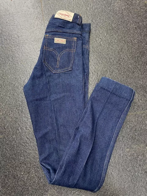 Vintage 70s High Waist Dark Wash Pinstriped Straight Leg Jeans 26" waist