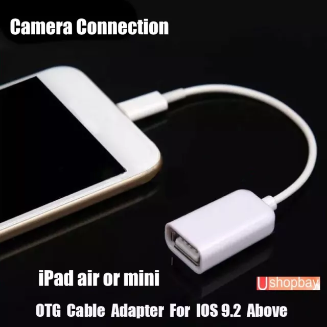 OTG Male 8 Pin to USB Female Camera Cable Connection for iPad Adapter iOS 9.2