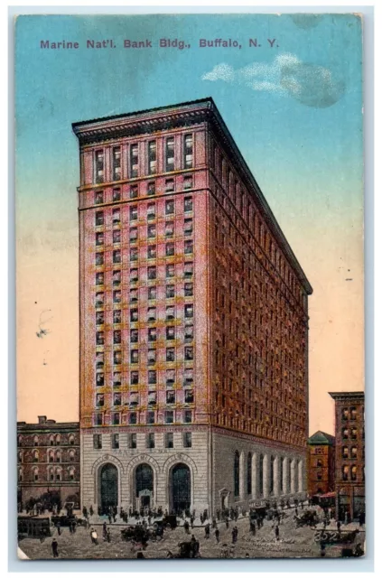 1916 Marine National Bank Building Exterior Buffalo New York NY Posted Postcard