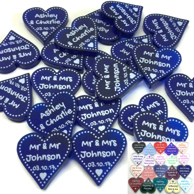 Personalised Wedding Favours Table Decorations Mr & Mrs Hearts Confetti Decor