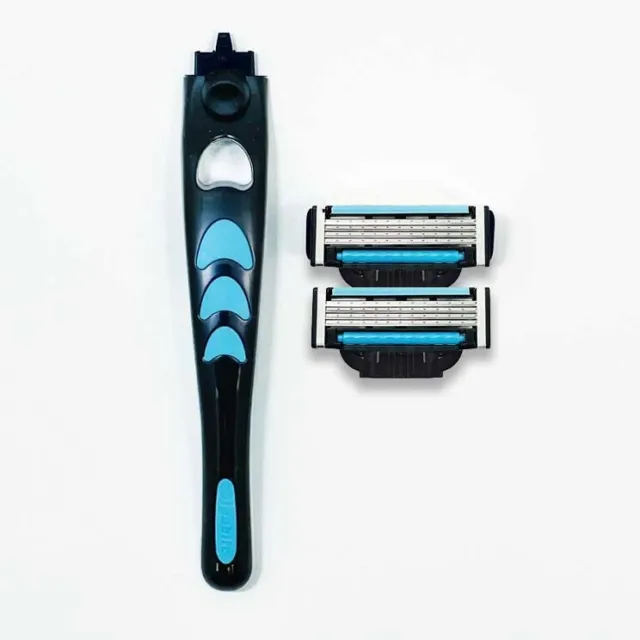 Men's Razor Set Plastic Handle with 2 x 4-Blade Cartridges to fit MACH3 Handles