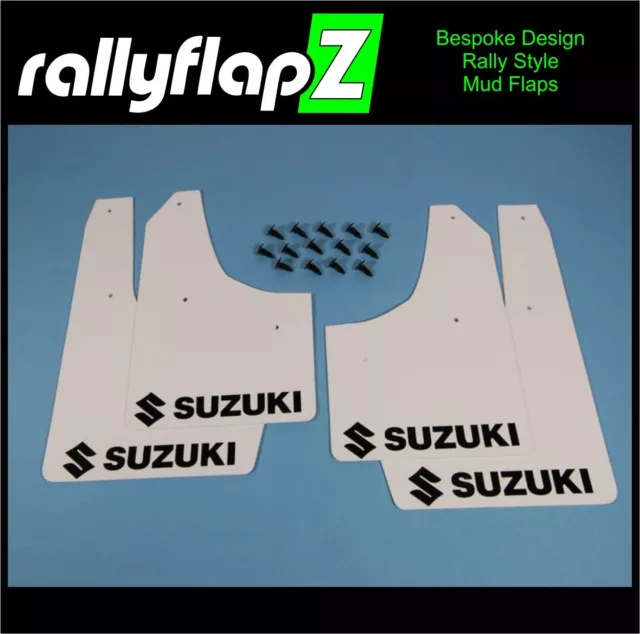 Mud Flaps & Fixings to fit Suzuki Swift Sport 12-17 ZC32S WHITE 3.2mm PVC *G L-B