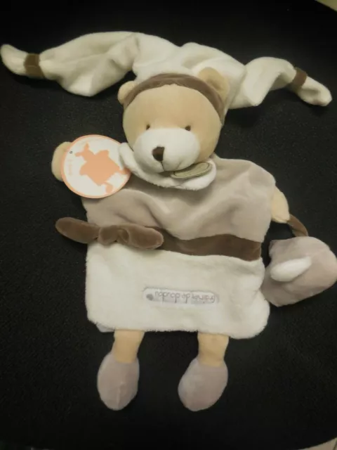 DOUDOU ET COMPAGNIE marionnette ours beige marron blanc Graines de doudou