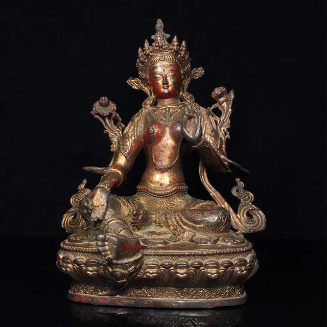30CM Old Chinese Bronze Statue Buddha Q765