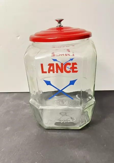 Vtg. 12”LANCE Cracker Glass Store Counter Jar Original  NICE - A MUST SEE