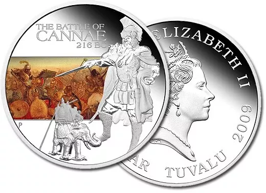 2009 TUVALU Proof Silver One Dollar Famous Battles in History - Cannae 3