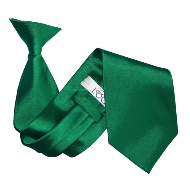 Emerald Green Clip On Tie Satin Plain Solid Mens Formal Wedding Necktie by DQT