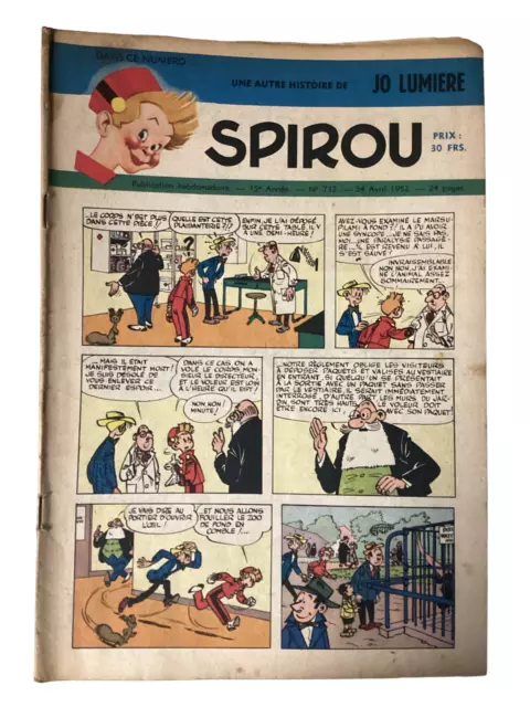 Ancienne Revue Spirou Vintage Bande Dessinée Livre Pas Lucky Luke Astérix 1952