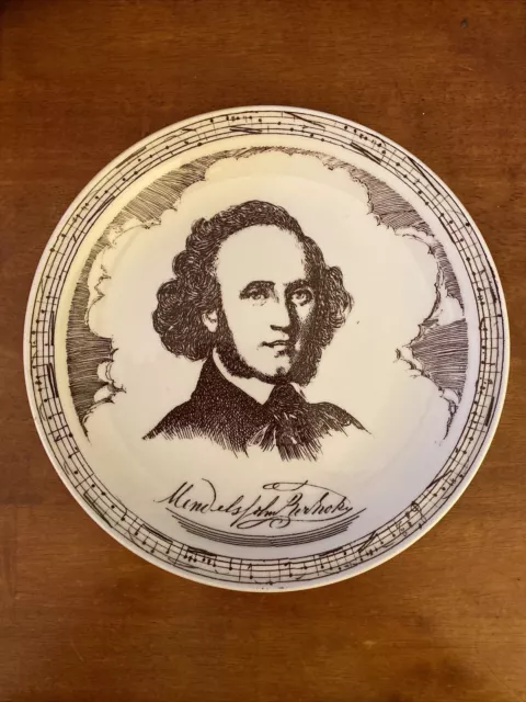 Vernon Kilns vintage collector bit plate Music Masters  Mendelssohn 8.5” USA -L