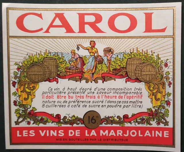 Etiquettes vin FRANCE CAROL LES VINS DE LA MARJOLAINE   wine labels