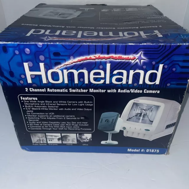 New Homeland Security #01875 Video Camera 2 Channel Auto Switcher TV Monitor