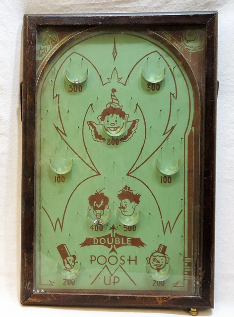 1930s DOUBLE POOSH UP Clown WOOD TABLETOP Pinball Game